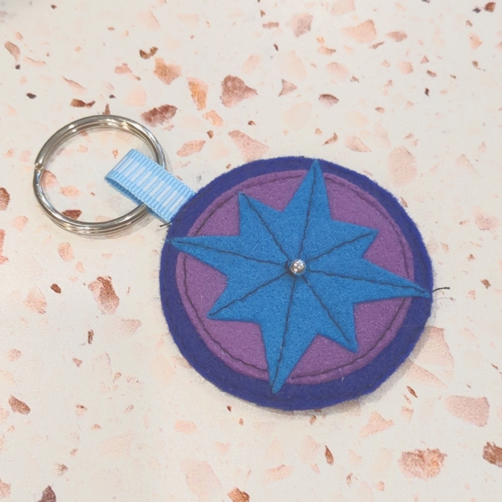 Compass Rose Design Key Fob Handcrafted "Not All Who Wander Are Lost | New #8